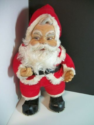 Vintage Santa Claus Plush Doll Rubber Face 16 " Tall