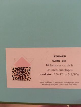 Kate Spade Set Of 10 Notecards Leopard Print 2
