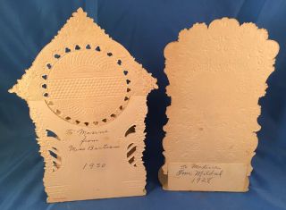 2 Vintage Victorian Valentine Cards,  Die Cut,  Pop Up,  3D,  Honeycomb 2