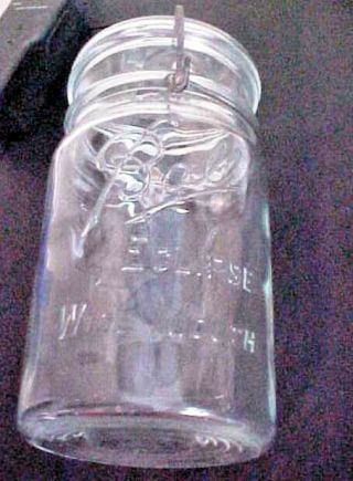 Vintage Ball Eclipse Wide Mouth Glass Jar & Lid 2 Quart Clear