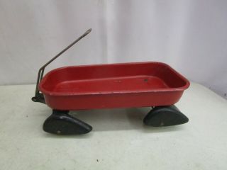 Vintage Wyandotte Pressed Steel Toy Wagon With Wooden Wheels