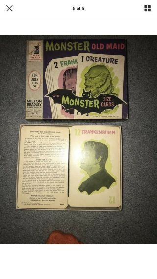 Monster Old Maid Card Game,  Complete,  C.  1964 Milton Bradley,  Universal Monsters