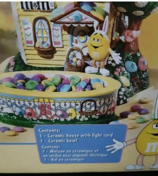 Department 56 M&M Candy Dish Easter Bunny House Lighted Ceramic Decoration 3