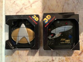 Star Trek The Next Generation 3d Slide Puzzle Starship Enterprise & Com.  Badge