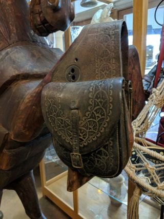 Vintage Leather Handmade Saddlebags Western Equestrian Cowboy