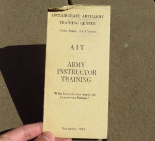 Ww2 Us Army Anti Aircraft Artillery Training Center Army Instructor Pamphlet