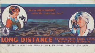 Bell Telephone Company Of Canada Long Distance Advertizing Blotter Slightly