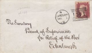 1876 Qv Edinburgh Cover With A Fine 1d Penny Red Stamp Scarce Plate 169