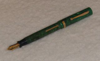 Sheaffer Lifetime Fountain Pen,  C.  1924 - 29,  Jade Green W/gold Filled Trim