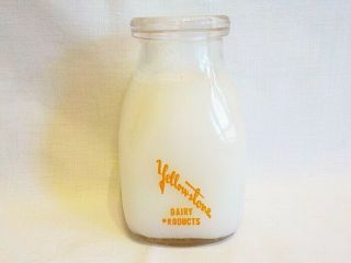 Old Square Squat 1/2 Pt Milk Bottle Yellowstone Dairy Casper Wyoming 4 1/2 "