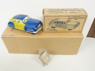 Vintage Walt Reach Courtland Tin Town And Country Car Wind Up Toy