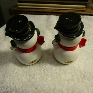 Vintage Salt & Pepper Shakers Set Christmas Girl Woman Snowman Snowwomen Japan 2