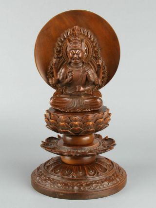 Chinese Exquisite Hand Carved Tibetan Buddha Carving Boxwood Statue