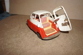 Vintage Bmw Isetta Tin Friction Toy Sedan I - Door Car By Bandai Of Japan
