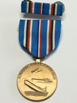World War Ii 1941 - 1945 Usa American Campaign Medal With Bar