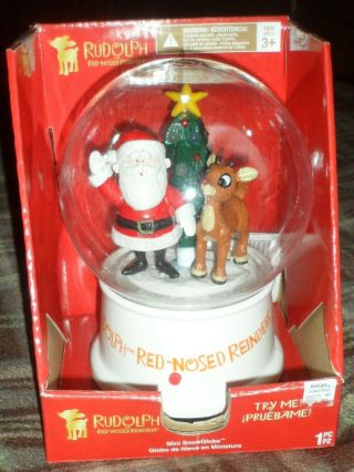 Gemmy Rudolph The Red - Nosed Reindeer Musical Lighted Plastic Snow Globe
