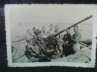 Wwii Ww2 Photo German Afrika Korps Dak Flak Aa Gun & Crew