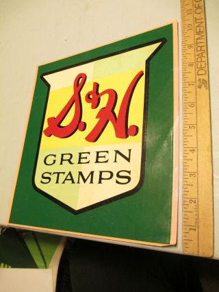 S&h Green Stamp 1960s Store Display Sign Poster,  (1) Logo Window Decal 10 " 2