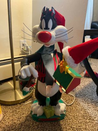 Large Animated Christmas Looney Tunes Sylvester And Tweety Bird W/ Box