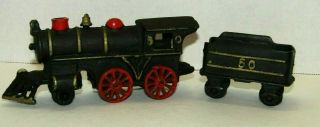 Vintage Cast Iron Steam Locomotive Train Engine 50 With Coal Car Heavy Railroad