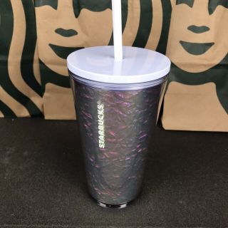Starbucks 2019 Cold Cup Rainbow Foil Tumbler Winter Holiday 16 Oz