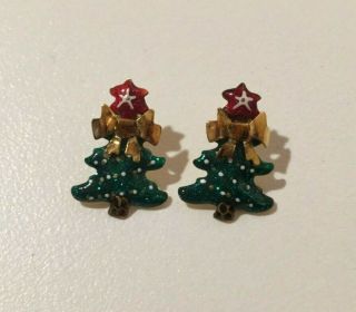 Lunch At The Ritz Christmas Tree Earrings - Rare