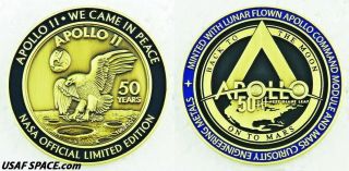 Apollo 11 50th - Lunar Flown Metal Medallion - Back To The Moon,  On To Mars