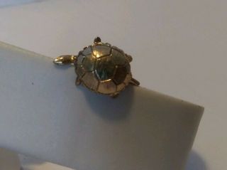 Vintage Crown Trifari Sterling Silver Vermeil Tiny Turtle Pin 1940 