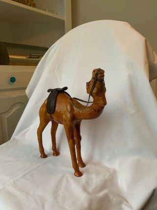 vintage large leather camel toy/figure/statue Made in India 15”tall 2