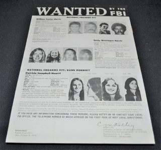 Vintage 1974 Patty Hearst Fbi Most Wanted Poster