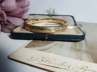 Gorgeous Vintage 50 Micron 9ct Rolled Gold Engraved Hinged Bracelet Bangle