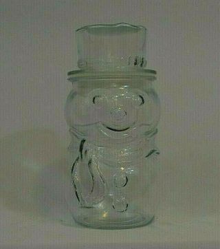 Vintage Glass Snowman Candy Jar Made In Canada With Lid Christmas Decor (48)