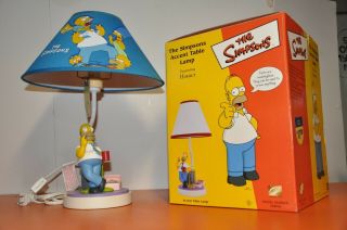 The Simpsons " Homer Accent Table Lamp " (2002) W/additional Lamp Shade (1998)