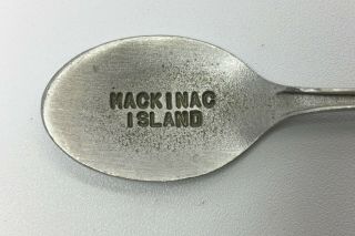 Vintage Mackinac Island Michigan Pewter Souvenir Spoon with Horse and Buggy Top 3