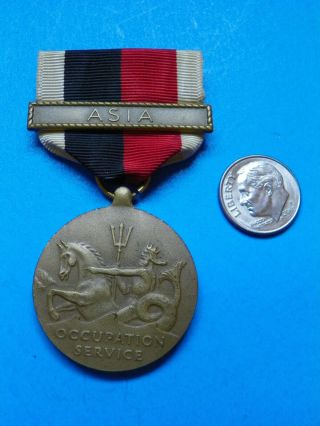 Wwii Us Navy Occupation Service Medal With (asia) Ribbon Bar