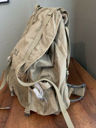 Vintage WW2 US Army Military Field Backpack Rucksack Canvas Bag Frame 3