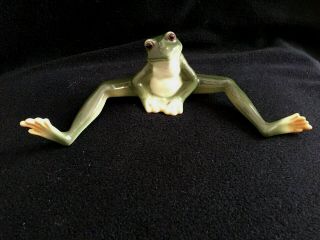Franz Shiny Porcelain Sitting Long Legs Frog In Euc With Tag
