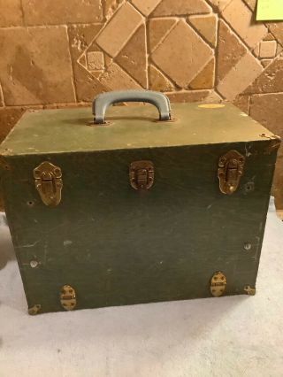 Vintage Hoffman 1200 Wood Tackle Box Fly Fishing 1960’s Green Wooden Drawers