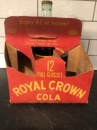 Rc Royal Crown Cola Early Cardboard 6 Pack Bottle Carrier 1949 Or 1950