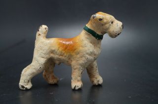 Vtg Painted Hubley Cast Iron Party Favor Irish Airedale Terrier Dog