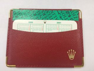 Rolex Vintage 2000 Red Watch Leather Document Card Holder Wallet 0101.  60.  05