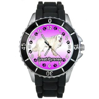 Great Pyrenees Dog Casual Black Jelly Silicone Mens Ladies Wrist Watch S665e