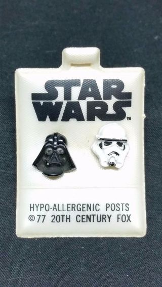 Vintage 1977 Star Wars Stud Earrings Darth Vader And Stormtrooper