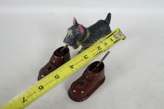 Vintage Occupied Japan Celluloid & Tin Wind Up Scottie Dog Biting Shoe Toy 2