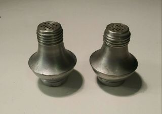 Vintage Weighted Bottom Aluminum Salt And Pepper Shakers 2 1/8 " Tall
