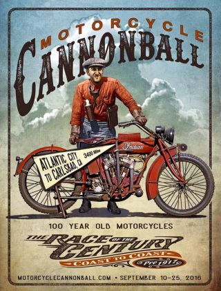 2016 Motorcycle Cannonball Vintage Antique Cannonball Baker Poster