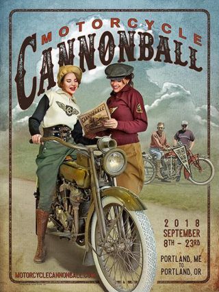 2018 Motorcycle Cannonball Harley Davidson Vintage Antique Race Poster Limited