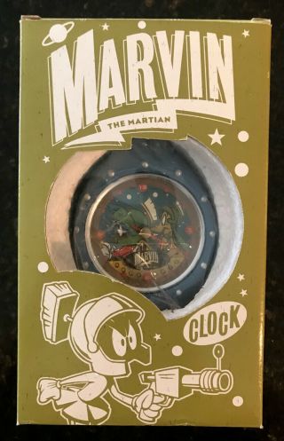 Vintage Looney Tunes Marvin The Martian Space Ship Clock In Pristine Box 96