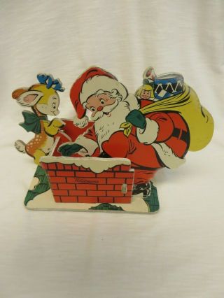 Vintage Christmas Whitman’s Candy Display Santa Down Chimney Advertising Ex Cond