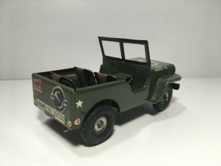RARE 50 ' s GOSO US ZONE GERMANY TIN FRICTION MILITARY POLICE WILLYS JEEP VNMINT 2